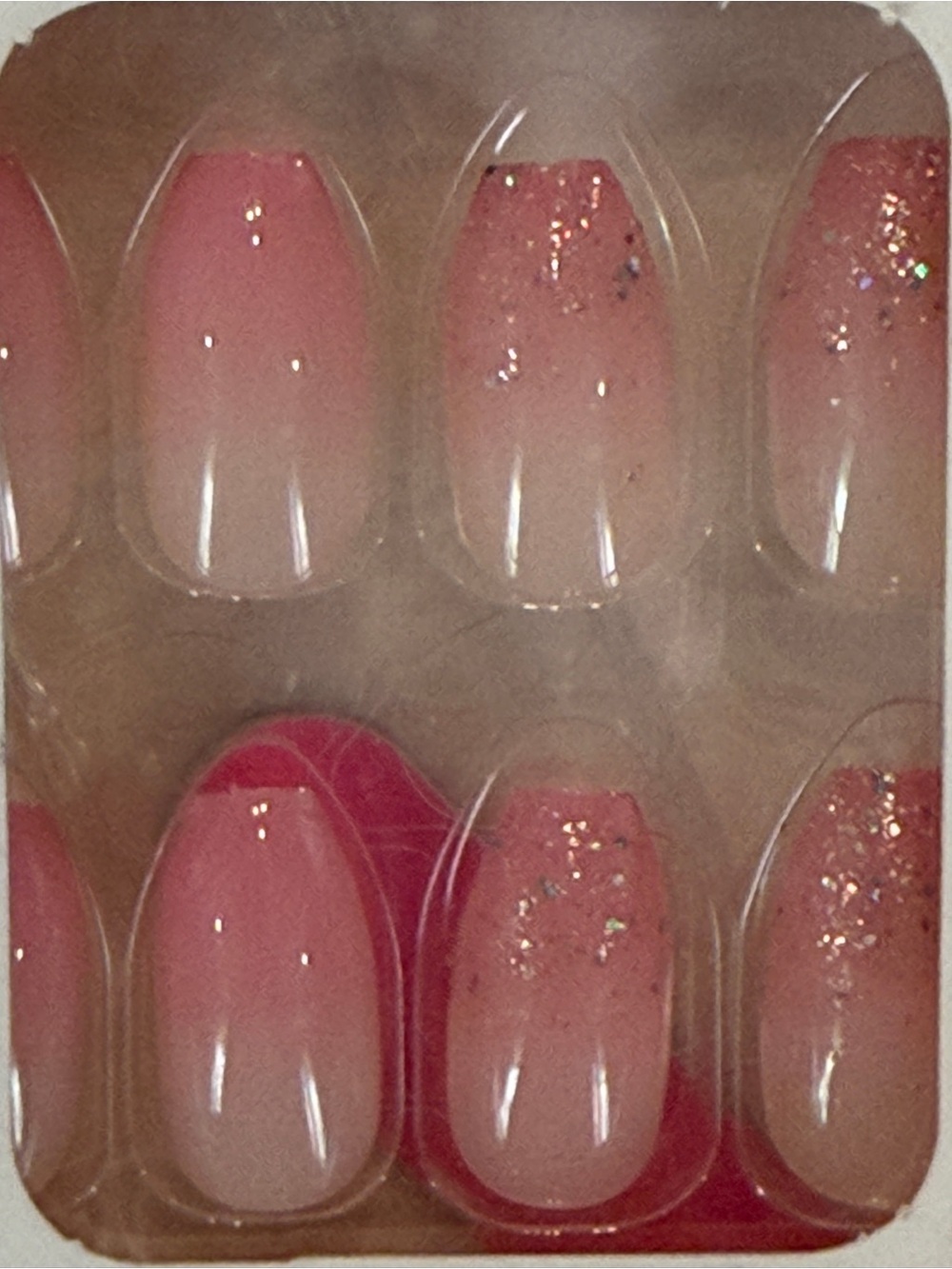 Pink Ombre Glitter Press On Nails | Soft Glam Short Coffin Nail Set